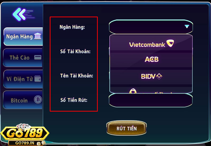 Cần cung cấp thông tin gì để rút tiền Go789?