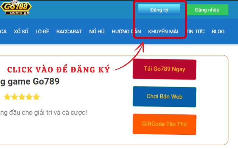 Truy cập vào trang web Go789